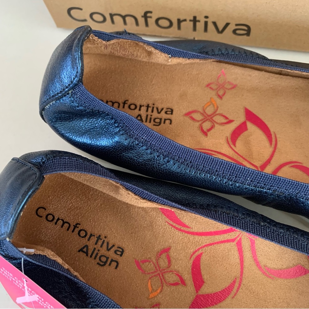 Comfortiva Grace Blue Slip On Leather Loafers  Women’s US 7.5 W Wide Width NEW - Picture 2 of 9